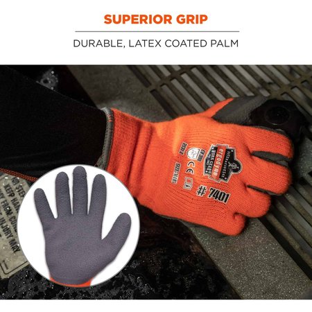 Proflex By Ergodyne Orange Coated Lightweight Winter Work Gloves, 2XL, PK144 7401-CASE
